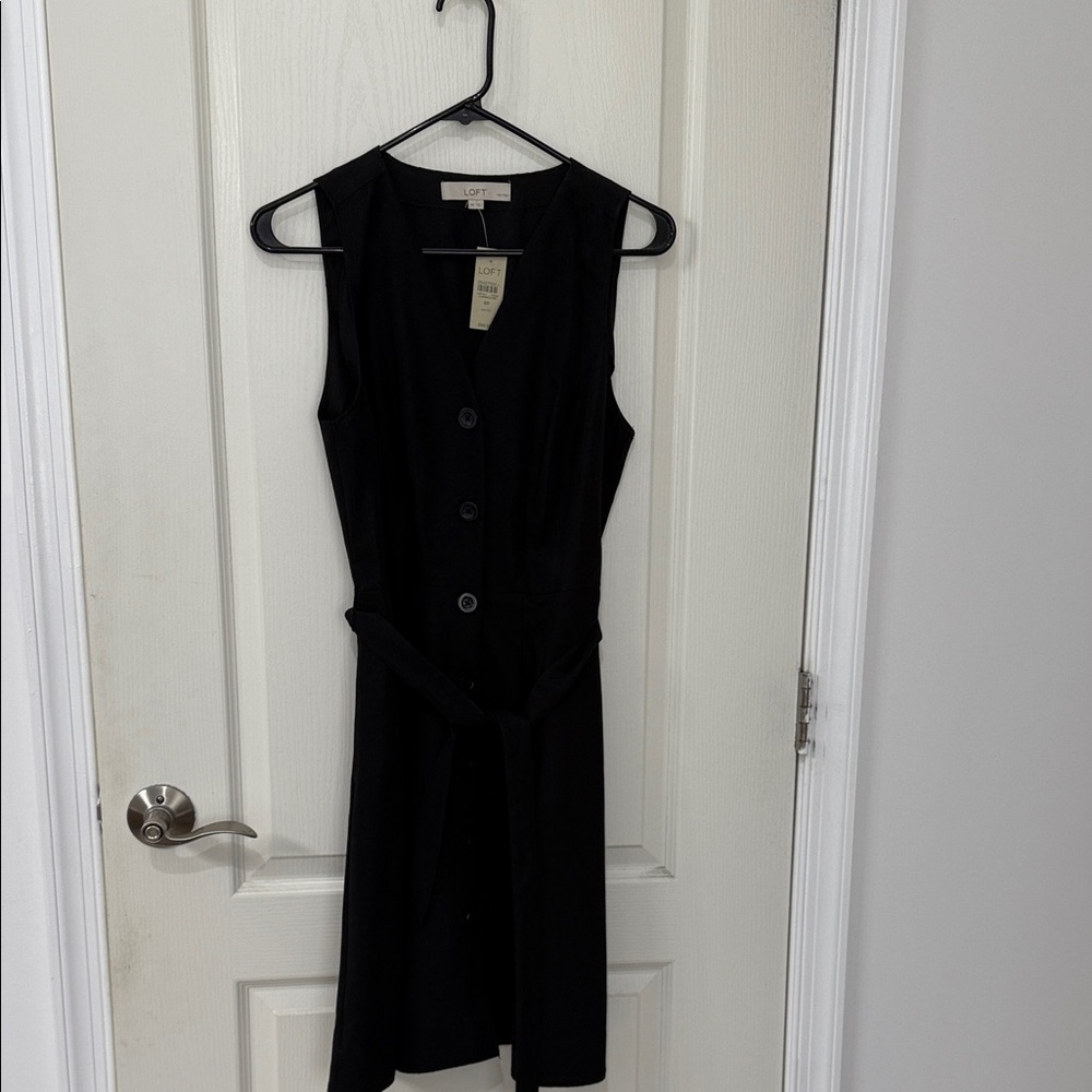 LOFT Elegant Black Sleeveless Midi Dress